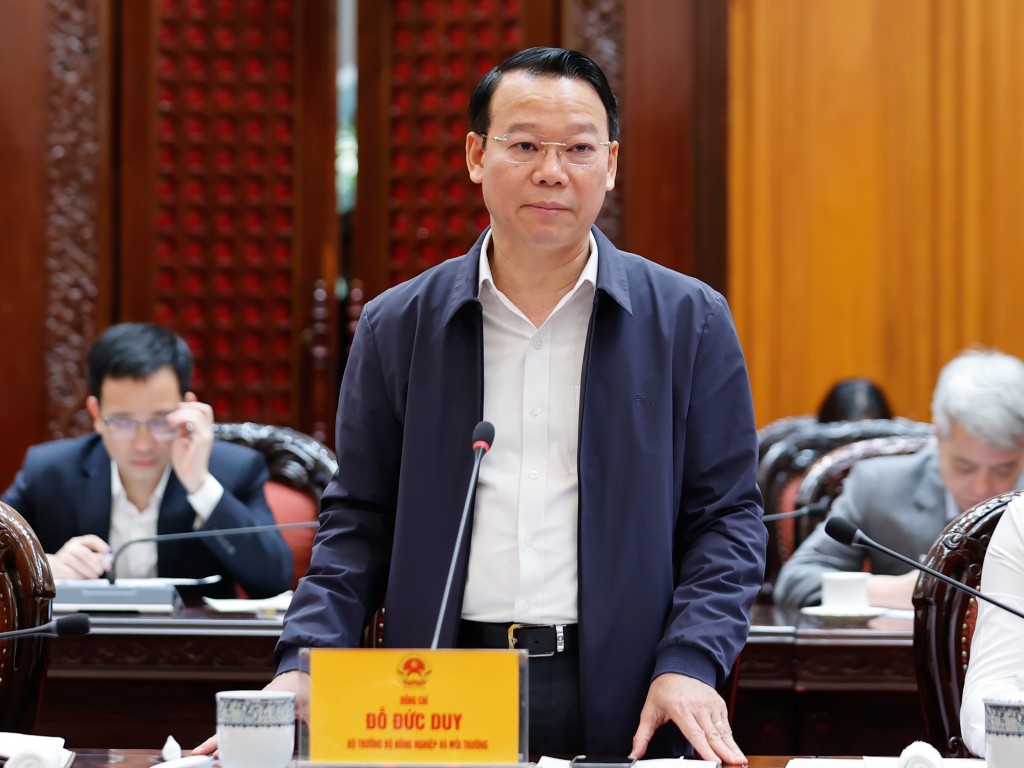 Bộ trưởng Bộ Nông nghiệp và Môi trường Đỗ Đức Duy phát biểu tại buổi làm việc - Ảnh: VGP/Nhật Bắc Bộ trưởng Bộ Nông nghiệp và Môi trường Đỗ Đức Duy phát biểu tại buổi làm việc - Ảnh: VGP/Nhật Bắc