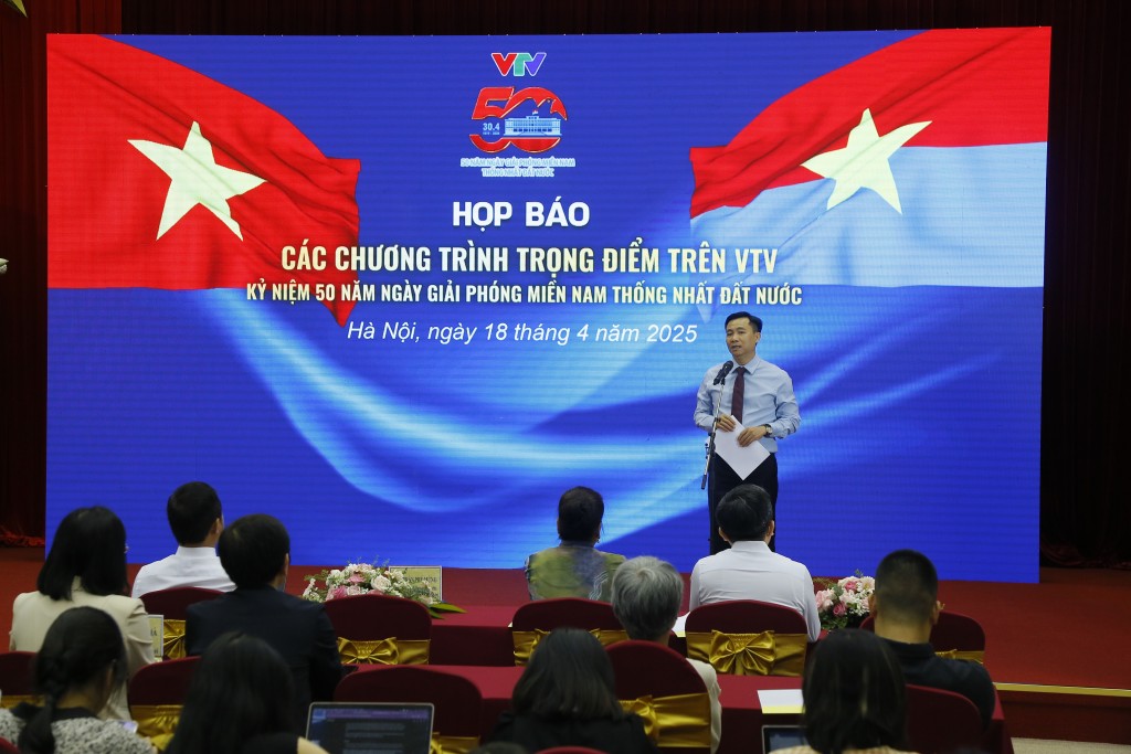 Ông Đỗ Thanh Hải - Phó Tổng Giám đốc Đài Truyền hình Việt Nam thông tin về các chương trình của VTV dịp kỷ niệm 50 ngăm Ngày Giải phóng miền Nam, thống nhất đất nước