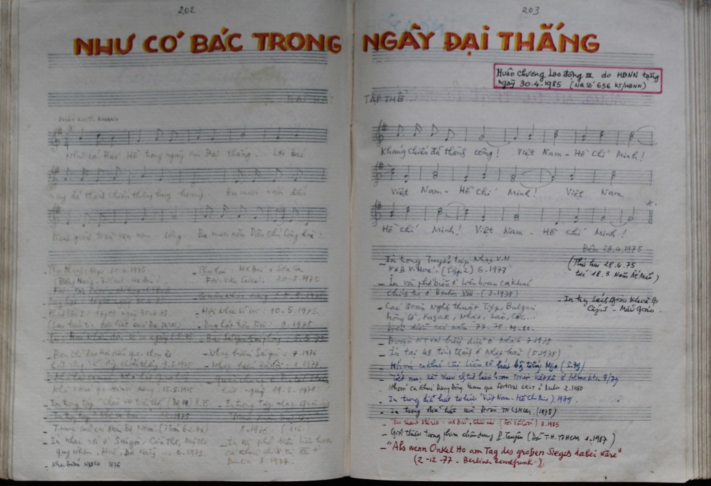 Bản thảo bài hát “Như có Bác trong ngày vui đại thắng” của nhạc sĩ Phạm Tuyên