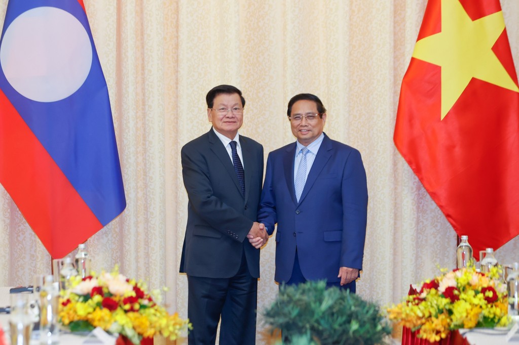 Thủ tướng Chính phủ Phạm Minh Chính tiếp Tổng Bí thư, Chủ tịch nước Lào Thongloun Sisoulith - Ảnh: VGP/Nhật Bắc