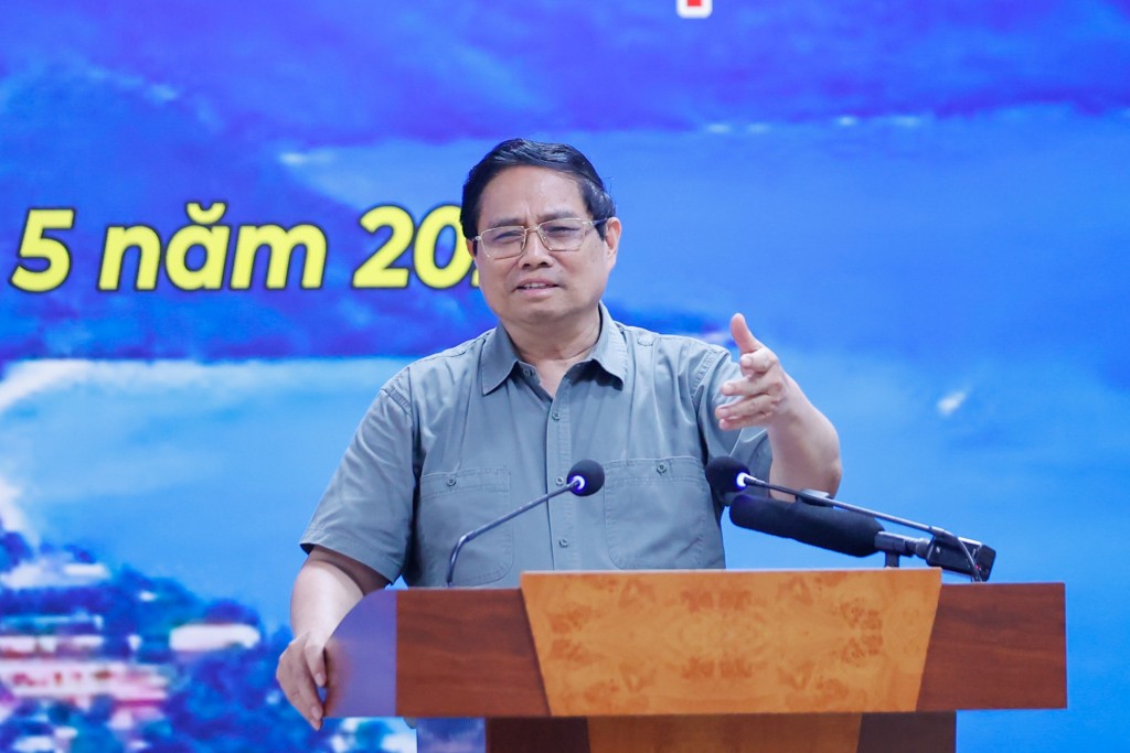 Thủ tướng Phạm Minh Chính phát biểu tại buổi làm việc với Ban Thường vụ Tỉnh ủy Bà Rịa-Vũng Tàu - Ảnh: VGP/Nhật Bắc