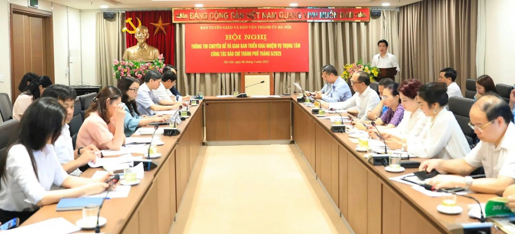 Quang cảnh Hội nghị giao ban báo chí tháng 5/2025.