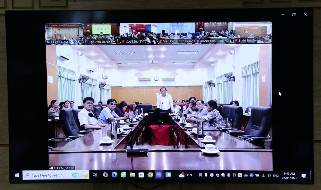 Các điểm cầu tham dự hội nghị. Ảnh: Bộ Y tế