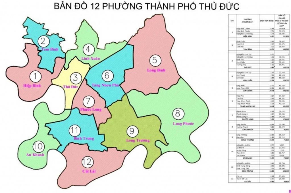 TP Thủ Đức gồm 12 phường