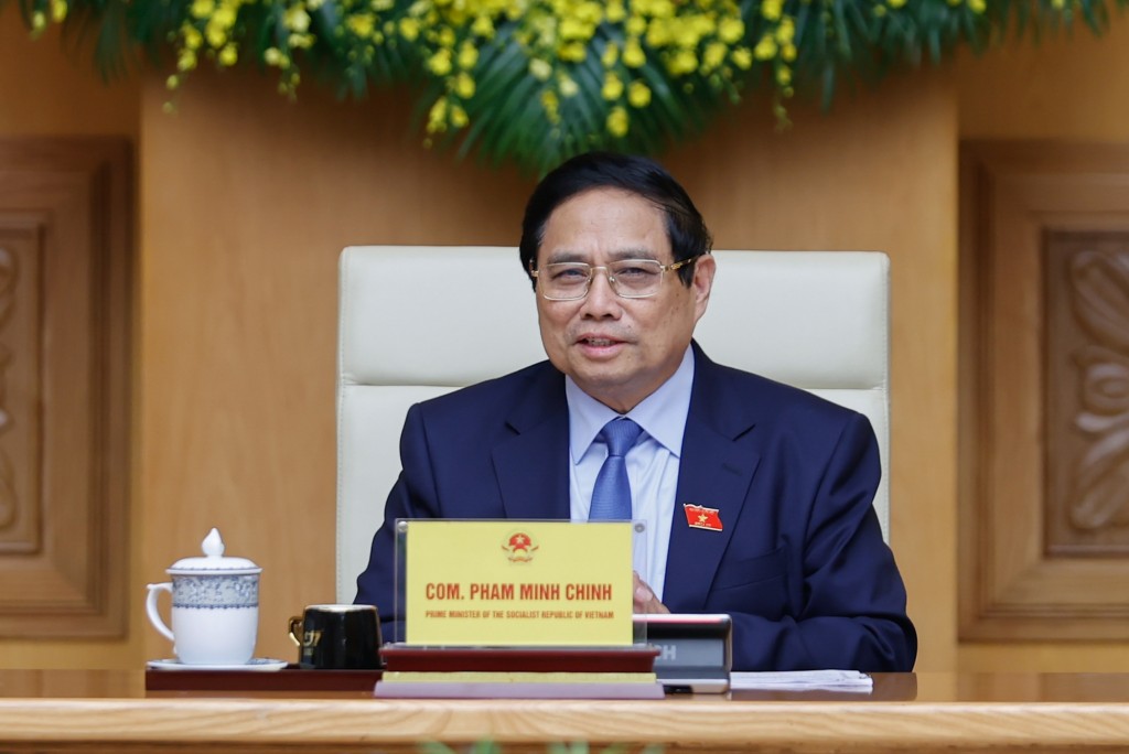 Thủ tướng Phạm Minh Chính đề nghị hai bên nỗ lực triển khai thực hiện hiệu quả kết quả đạt được trong các chuyến thăm và tiếp xúc cấp cao Việt Nam - Trung Quốc - Ảnh: VGP/Nhật Bắc
