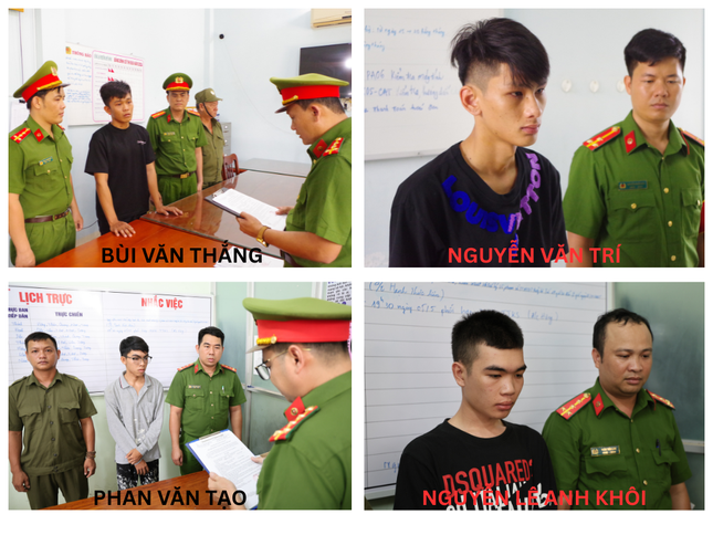 Các đối tượng tại cơ quan Công an (Ảnh: Công an Ninh Thuận)