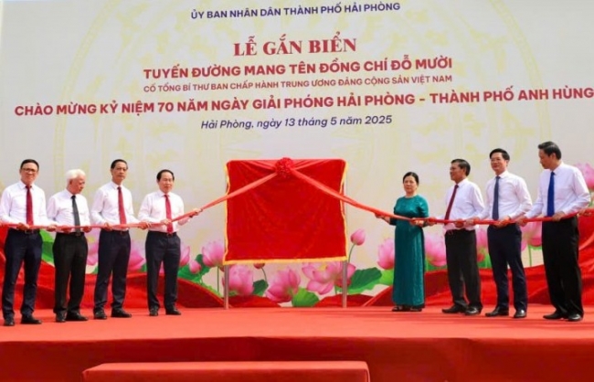 Hải Phòng gắn biển đường mang tên cố Tổng Bí thư Đỗ Mười