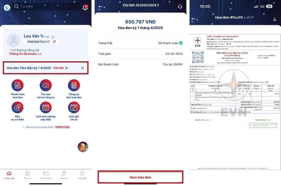 Cách tra cứu hóa đơn tiền điện trên App EVNHANOI