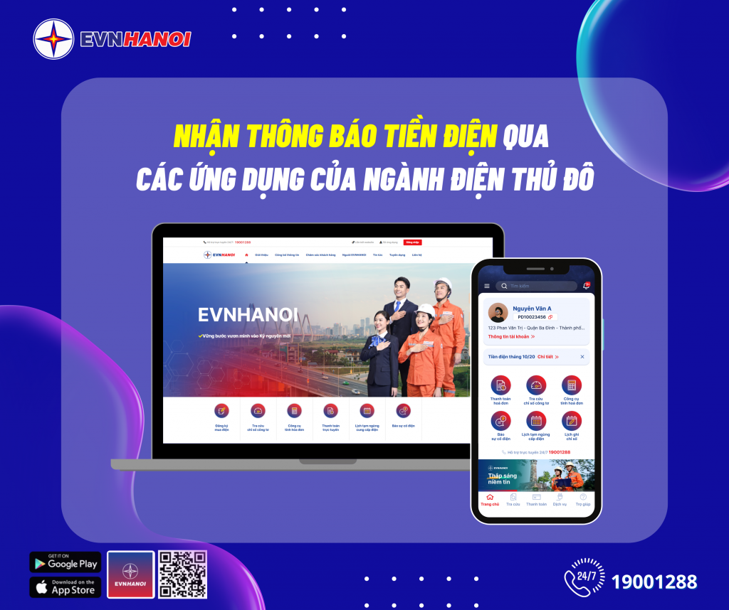 Khách hàng dễ dàng nhận thông báo tiền điện qua ứng dụng số