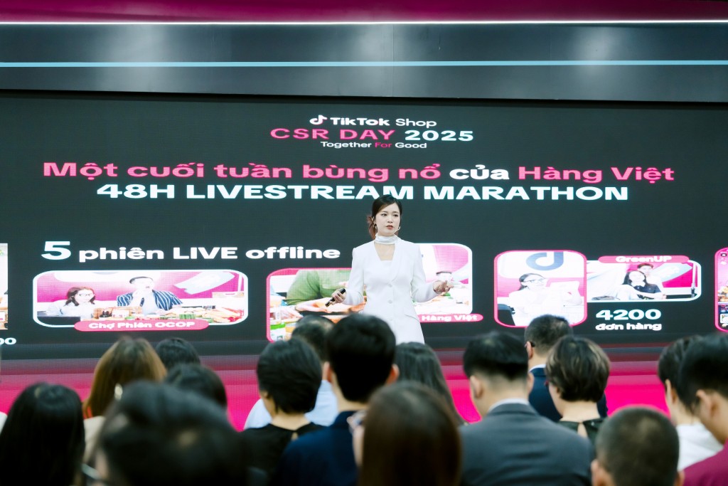 2. Bà Trần Thị Tân, Giám đốc Trách nhiệm Xã hội TikTok Shop chia sẻ tại sự kiện