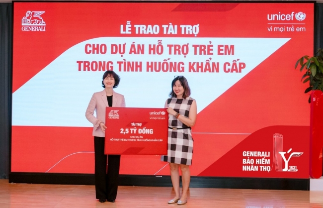 Tập đoàn Generali tài trợ 2,5 tỷ đồng cho dự án bảo vệ trẻ em trong tình huống khẩn cấp thông qua UNICEF