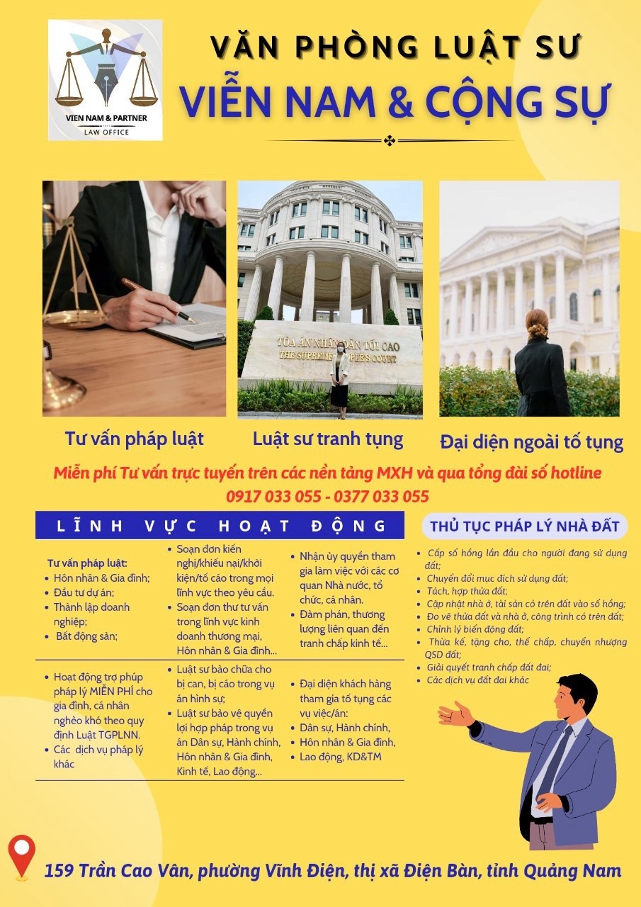Bố cáo thành lập Văn phòng Luật sư Viễn Nam và Cộng sự