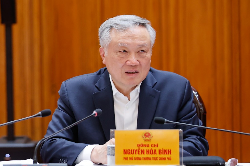 Phó Thủ tướng Thường trực Chính phủ Nguyễn Hòa Bình phát biểu tại phiên họp - Ảnh: VGP/Nhật Bắc