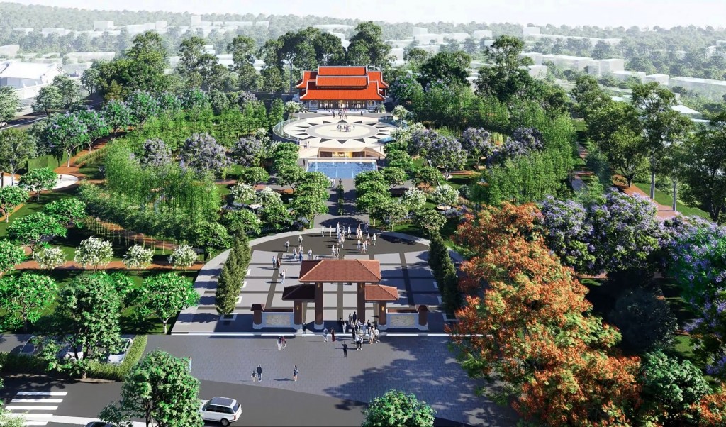 Phối cảnh dự án chỉnh trang đô thị và xây dựng Khu lưu niệm cụ Phó bảng Nguyên Sinh Sắc.