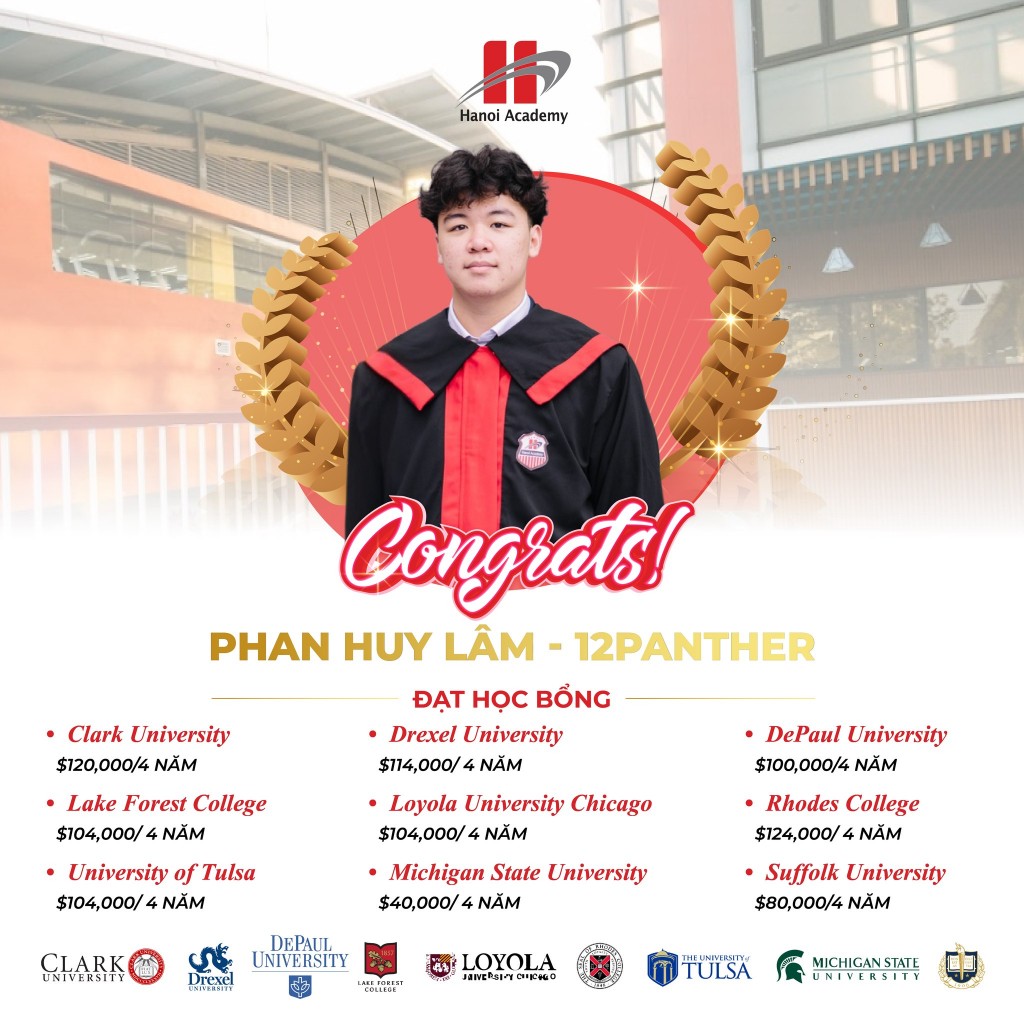 Học sinh khối 12 năm học 2024-2025 tiếp tục nối dài truyền thống của Hanoi Academy với nhiều học bổng và thư mời từ các trường đại học hàng đầu tại Anh, Úc, Mỹ, Thụy Sỹ…
