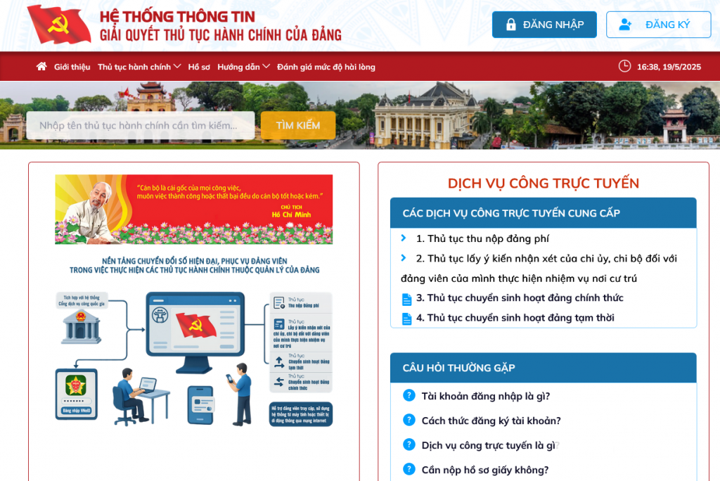 Tích hợp 4 TTHC trong Đảng lên Cổng Dịch vụ công quốc gia