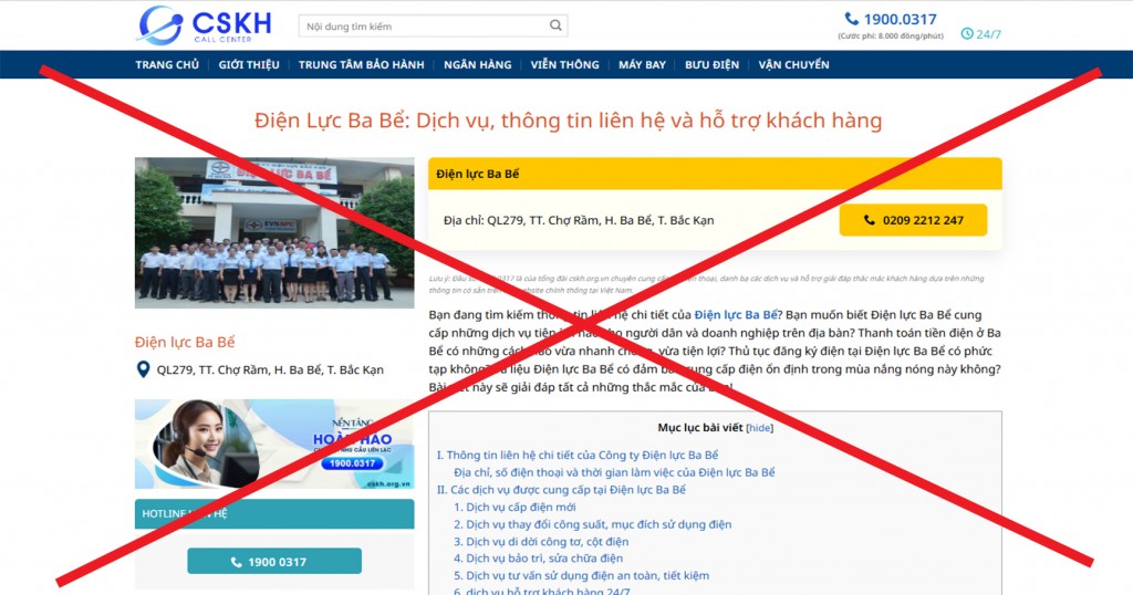 EVNNPC cảnh báo khẩn trang web giả mạo lừa đảo khách hàng