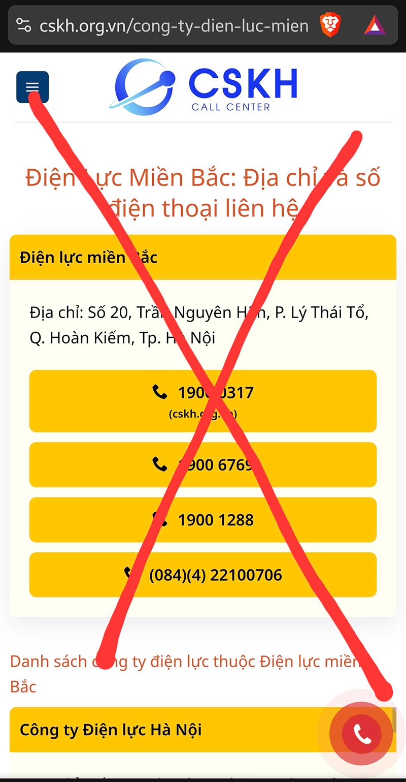 EVNNPC cảnh báo khẩn trang web giả mạo lừa đảo khách hàng