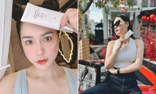 vợ chồng Đoàn Di Băng khi lô sản phẩm kem chống nắng Hanayuki Sunscreen Body 