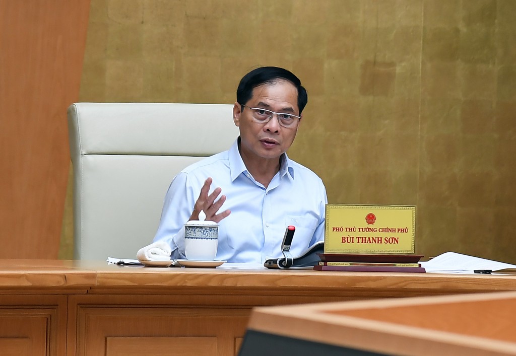 Phó Thủ tướng Bùi Thanh Sơn chủ trì cuộc họp tổng kết công tác tổ chức Hội nghị thượng đỉnh Diễn đàn đối tác vì tăng trưởng xanh và các mục tiêu toàn cầu (P4G) lần thứ tư - Ảnh: VGP/Hải Minh
