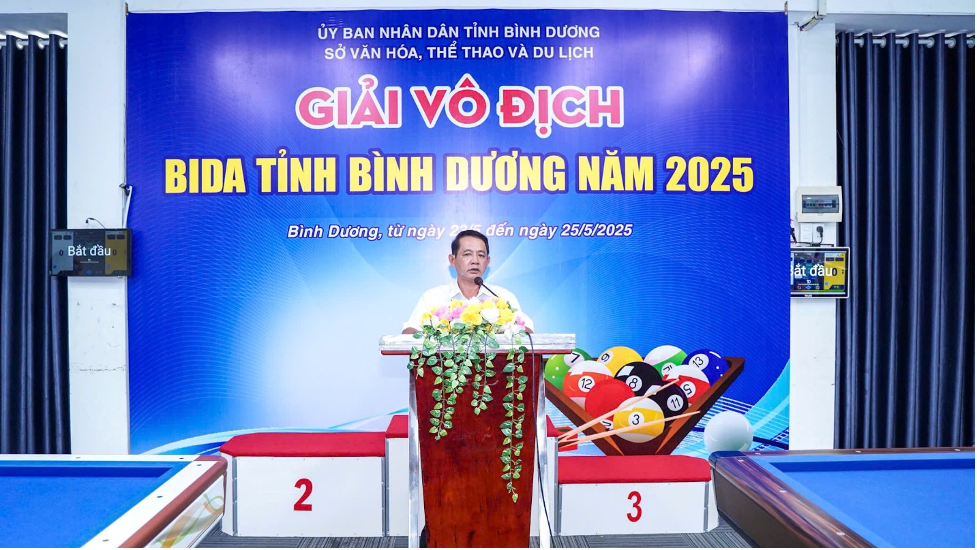 Ông Nguyễn Công Danh – Phó Giám đốc Trung tâm Huấn luyện và Thi đấu Thể thao tỉnh Bình Dương đại diện BTC phát biểu khai mạc giải