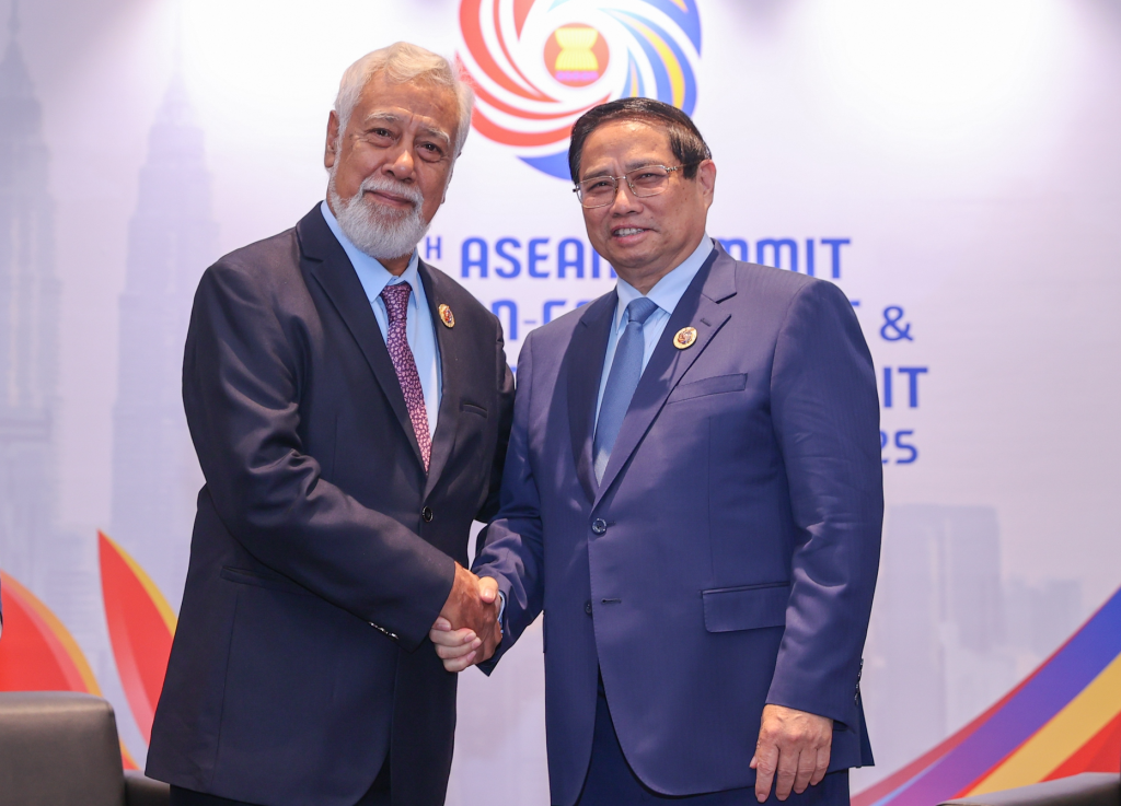 Thủ tướng Chính phủ Phạm Minh Chính và Thủ tướng Timor-Leste Xanana Gusmao - Ảnh: VGP/Nhật Bắc