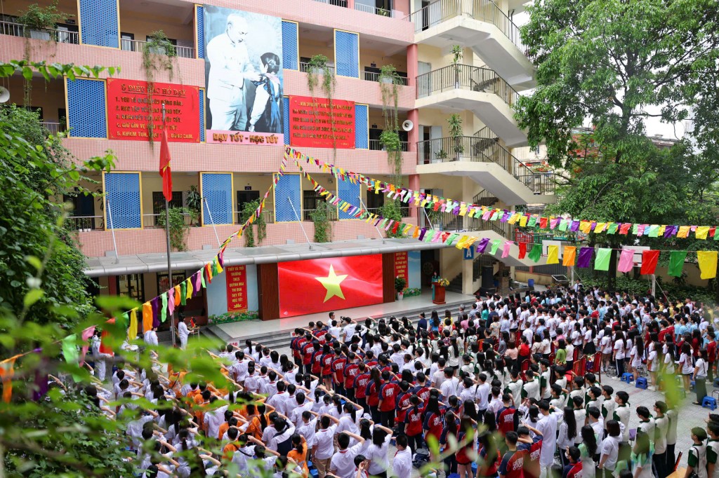 Lễ bế giảng năm học 2024 - 2025 của trường THCS Quỳnh Mai. (Ảnh: Thanh Tùng)