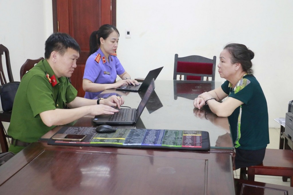 Đối tượng Phạm Thị Sáng tại Cơ quan Công an