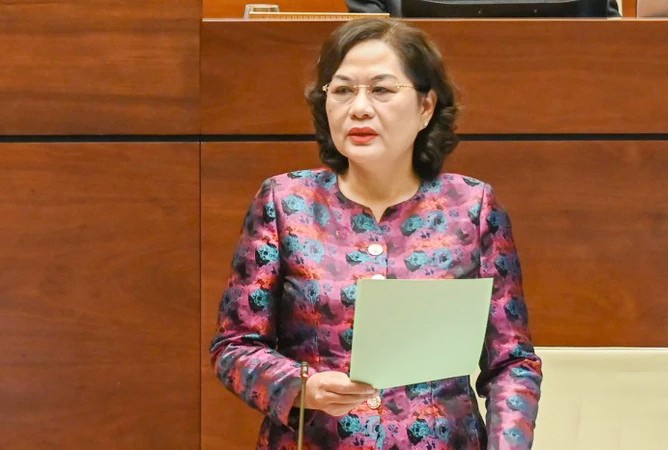 Thống đốc Ngân hàng Nhà nước Việt Nam Nguyễn Thị Hồng phát biểu giải trình, làm rõ một số vấn đề đại biểu Quốc hội nêu.