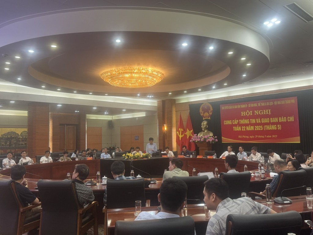 Quang cảnh hội nghị giao ban báo chí tuần thứ 22 tại Hải Phòng