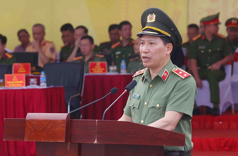 Trung tướng Lê Văn Tuyến, Thứ trưởng Bộ Công an phát biểu khai mạc hội thi Trung tướng Lê Văn Tuyến, Thứ trưởng Bộ Công an phát biểu khai mạc hội thi