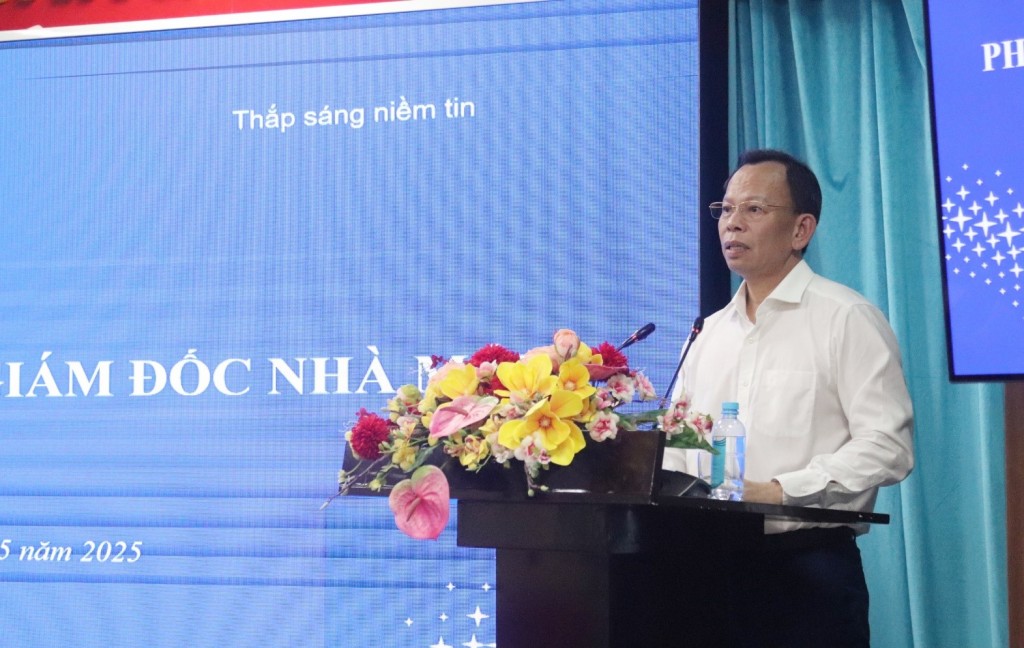 Bí thư Đảng ủy, Giám đốc Nhà máy Vũ Thanh Hải phát biểu tại Hội nghị