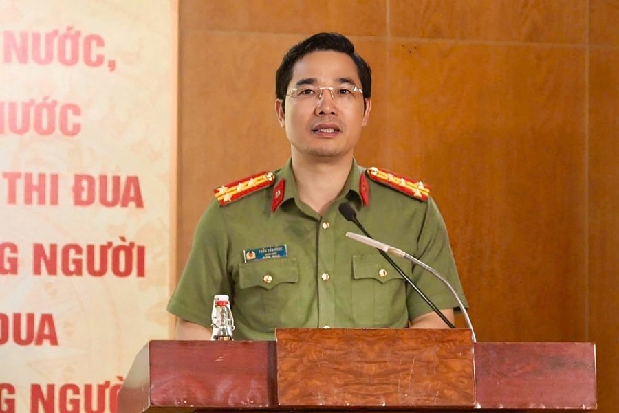 Giám đốc Công an tỉnh Quảng Ninh Đại tá Trần Văn Phúc phát biểu tại buổi lễ. Ảnh: Công an tỉnh Quảng Ninh