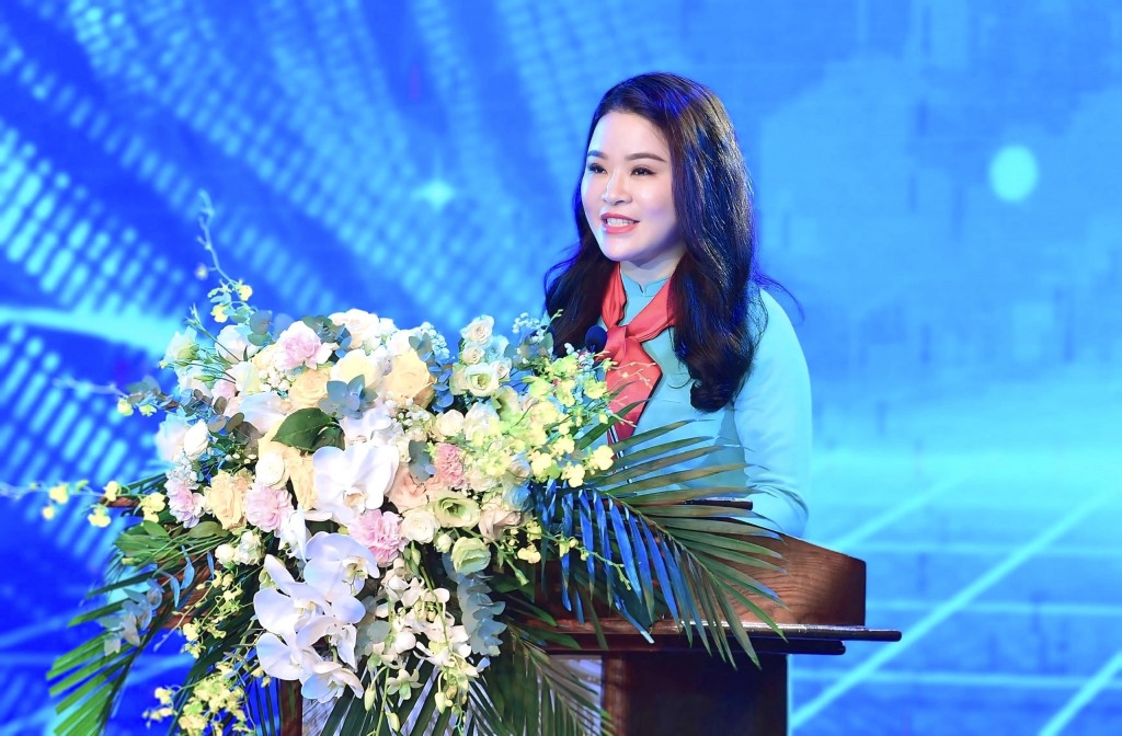 Ủy viên Ban Thường vụ Trung ương Đoàn, Thành ủy viên, Bí thư Thành đoàn Hà Nội Chu Hồng Minh phát biểu tại lễ kỷ niệm