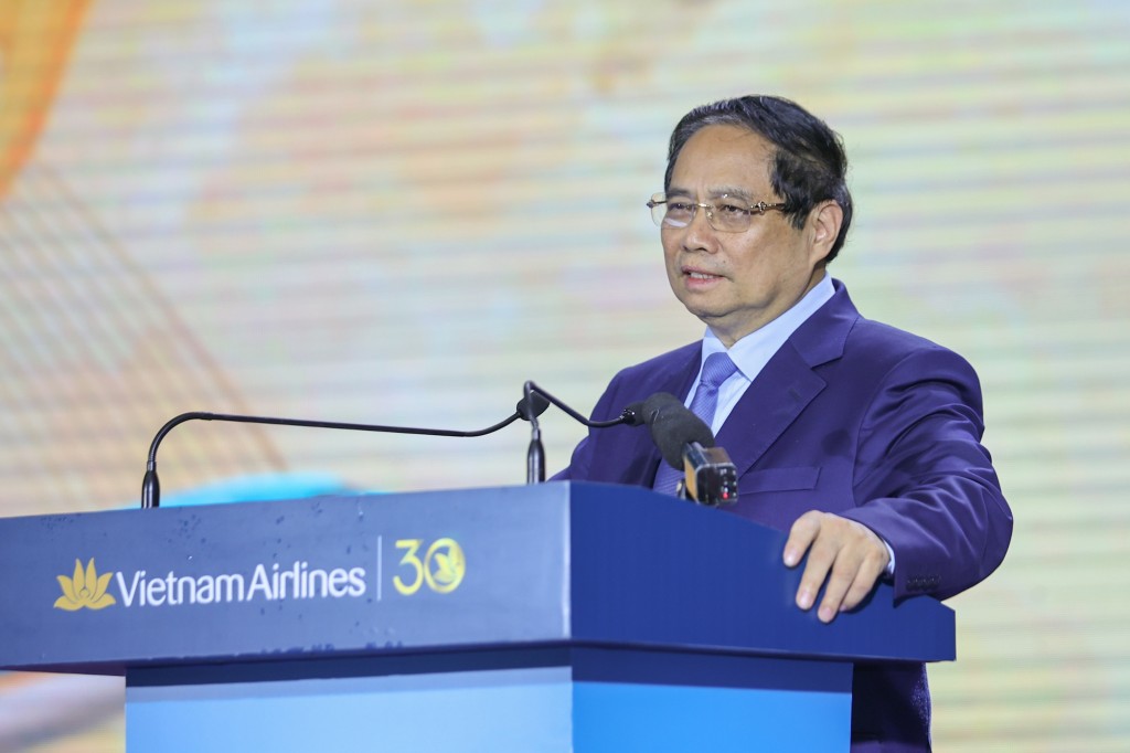 Thủ tướng Phạm Minh Chính: Hàng không Việt Nam bay tới đâu, biên giới mềm của Việt Nam tới đó - Ảnh: VGP/Nhật Bắc