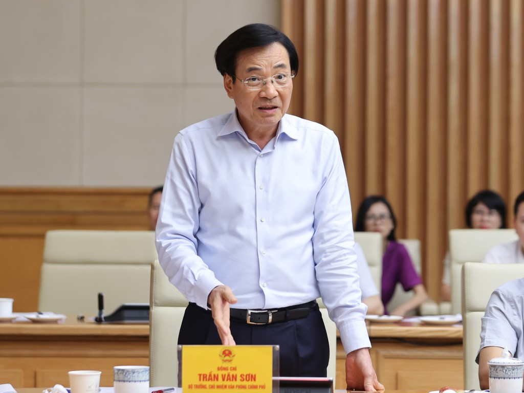Bộ trưởng, Chủ nhiệm VPCP Trần Văn Sơn phát biểu tại Hội nghị - Ảnh: VGP/Nhật Bắc