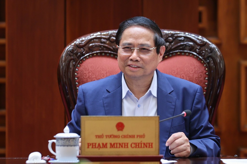 Thủ tướng Phạm Minh Chính chủ trì cuộc họp Thường trực Chính phủ cho ý kiến về các nội dung chuẩn bị cho phiên họp Chính phủ thường kỳ tháng 5/2025 sắp diễn ra - Ảnh: VGP/Nhật Bắc