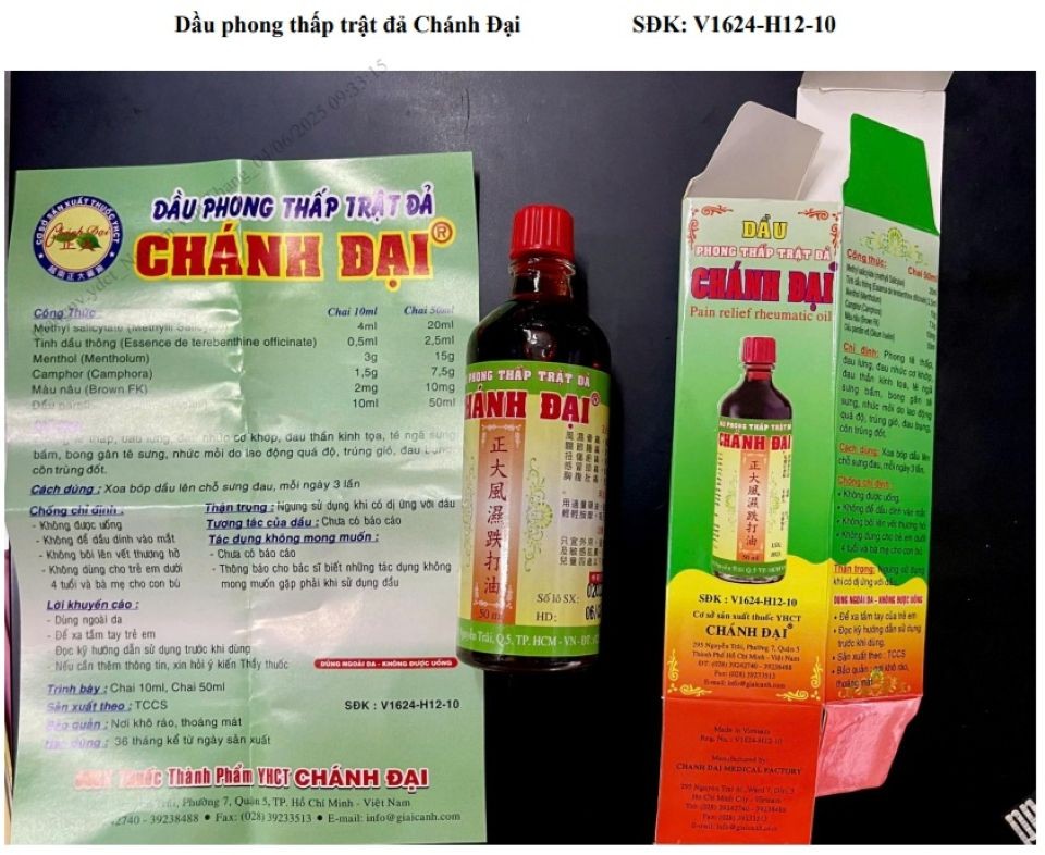 Bộ Y tế cảnh báo 3 loại dầu xoa bóp giả ghi nhãn Chánh Đại sản xuất
