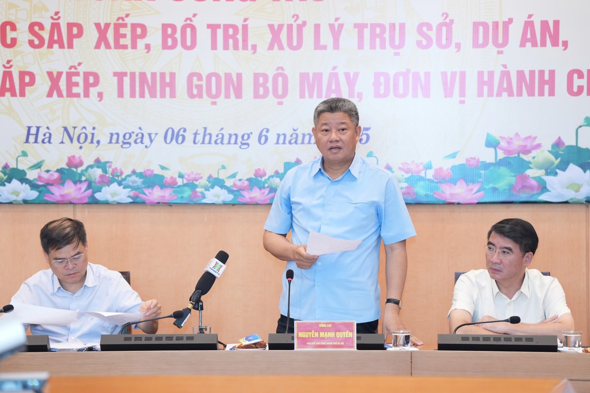  6 / 7  Phó Chủ tịch UBND thành phố Nguyễn Mạnh Quyền phát biểu tại buổi làm việc. Ảnh: Đình Hiệp