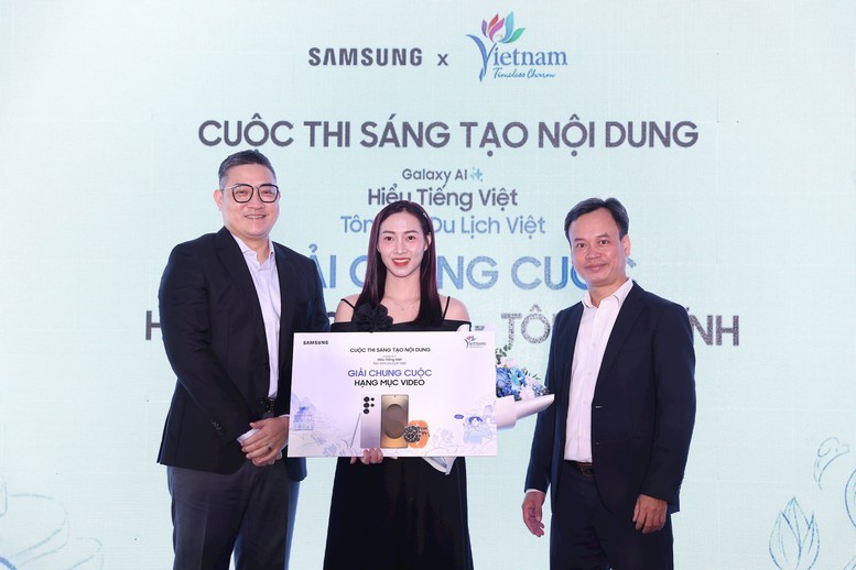 hí sinh Tôn Thị Tĩnh được vinh danh ở hạng mục video trong cuộc thi “Galaxy AI Hiểu Tiếng Việt, Tôn vinh Du lịch Việt”.
