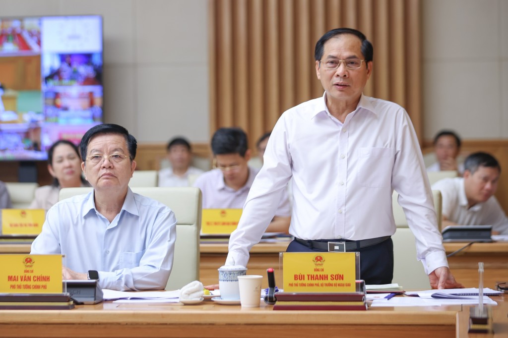 Phó Thủ tướng Bùi Thanh Sơn phát biểu tại phiên họp - Ảnh: VGP/Nhật Bắc