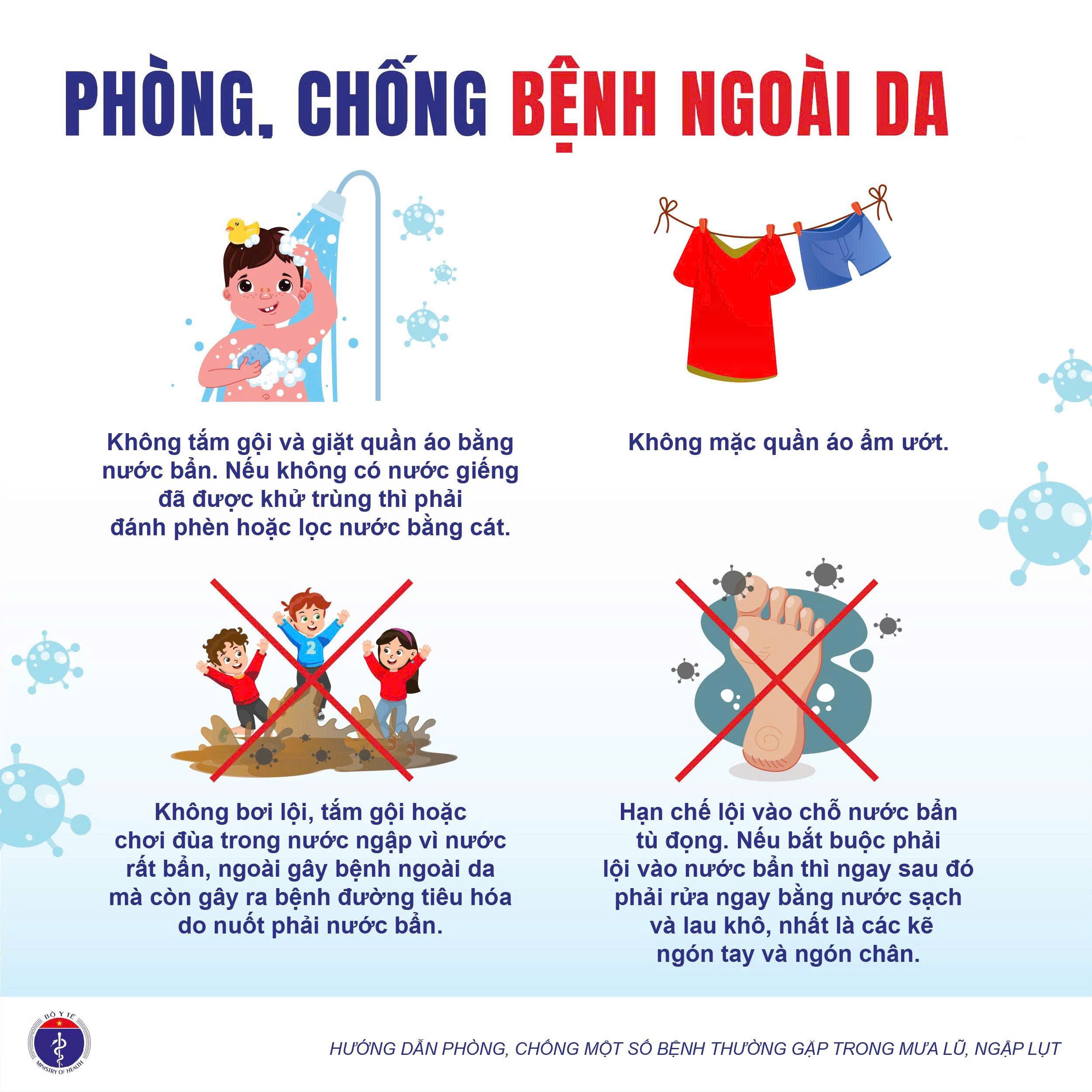 Phòng, chống một số bệnh thường gặp trong mưa bão, lũ lụt