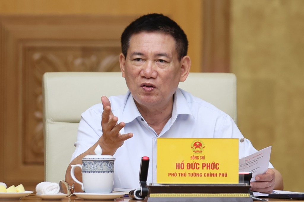Phó Thủ tướng Hồ Đức Phớc phát biểu tại cuộc họp - Ảnh: VGP/Nhật Bắc