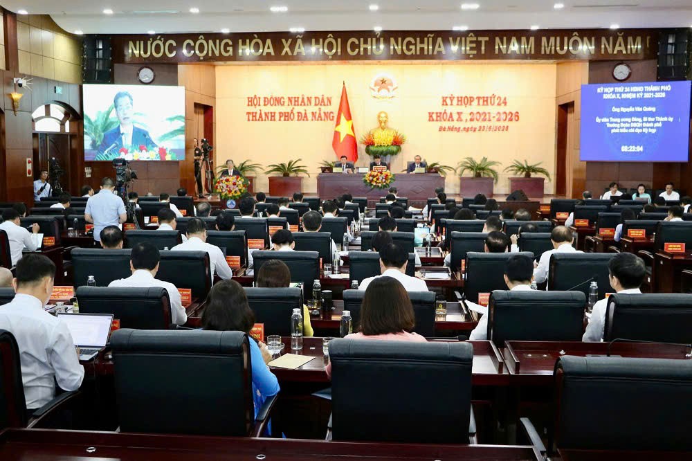 Toàn cảnh kỳ họp thứ 24, HĐND thành phố Đà Nẵng khóa X, nhiệm kỳ 2021-2026 (Ảnh danang.gov)
