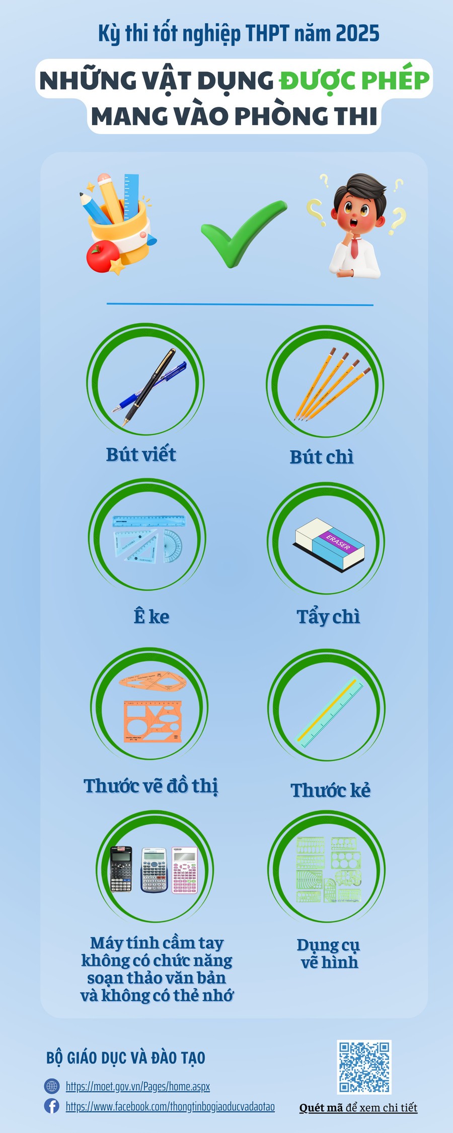 Những vật dụng được mang vào phòng thi