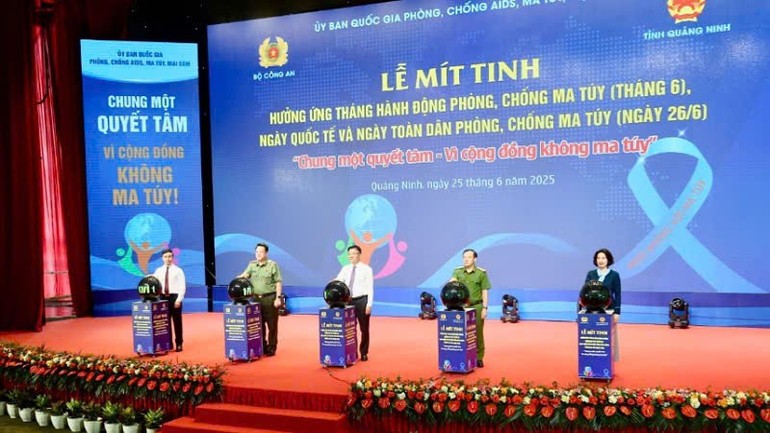 Phó Thủ tướng Chính phủ cùng các đại biểu nhấn nút phát động tại buổi lễ.