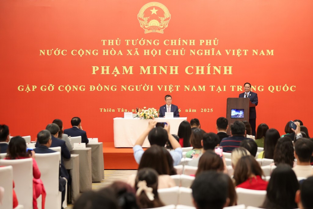 Thủ tướng khẳng định chủ trương của Đảng, Nhà nước luôn coi cộng đồng người Việt Nam ở nước ngoài là bộ phận không tách rời của cộng đồng các dân tộc Việt Nam. Đảng và Nhà nước luôn xác định rõ trách nhiệm chăm lo cho cộng đồng người Việt Nam ở nước ngoài - Ảnh: VGP/Nhật Bắc