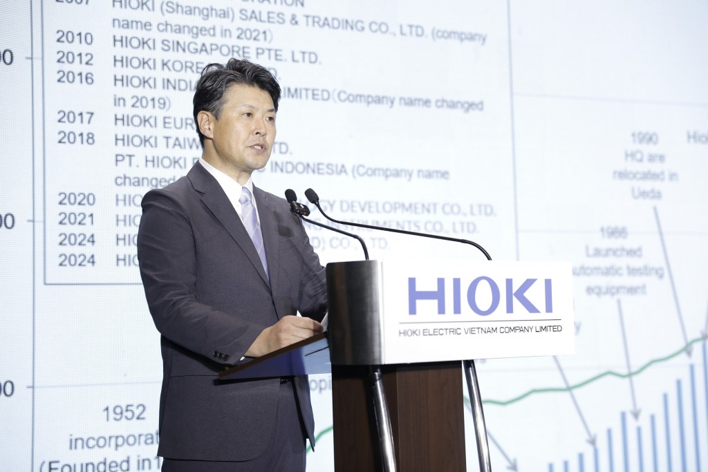 Ông Takahiro Okazawa – Chủ tịch tập đoàn Hioki trình bày lý do thành lập công ty chi nhánh tại Việt Nam - Hioki Electric Vietnam