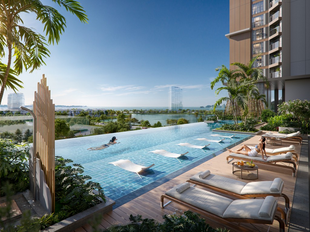 Tầm nhìn từ tòa S2 trở nên đắt giá khi ôm trọn đa tầng mặt nước và cảnh quan xanh của khu đô thị Halong Marina. Ảnh: BIM Land