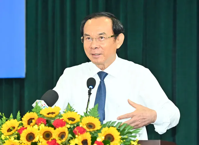 Bí thư Thành ủy TP Hồ Chí Minh Nguyễn Văn Nên phát biểu tại Kỳ họp (Ảnh: SGGP)